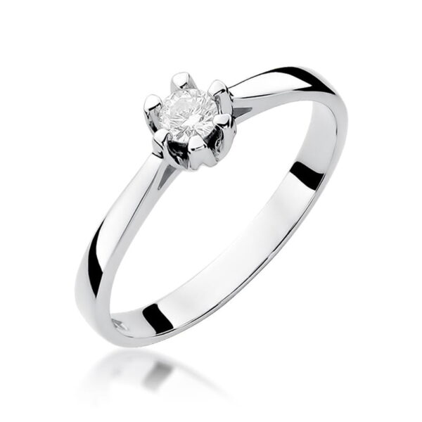 Białe Złoto Pierścionek z Diamentem 0,12 ct