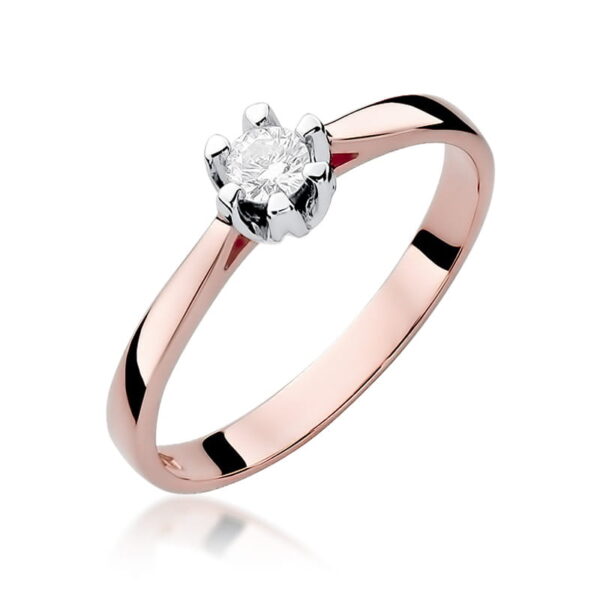 Różowe Złoto Pierścionek z Diamentem 0,12 ct