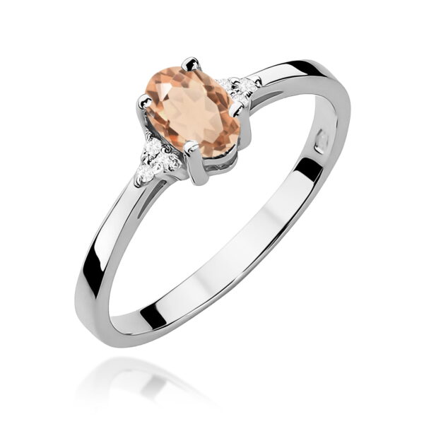 Białe Złoto Pierścionek z Morganitem 0,40 ct