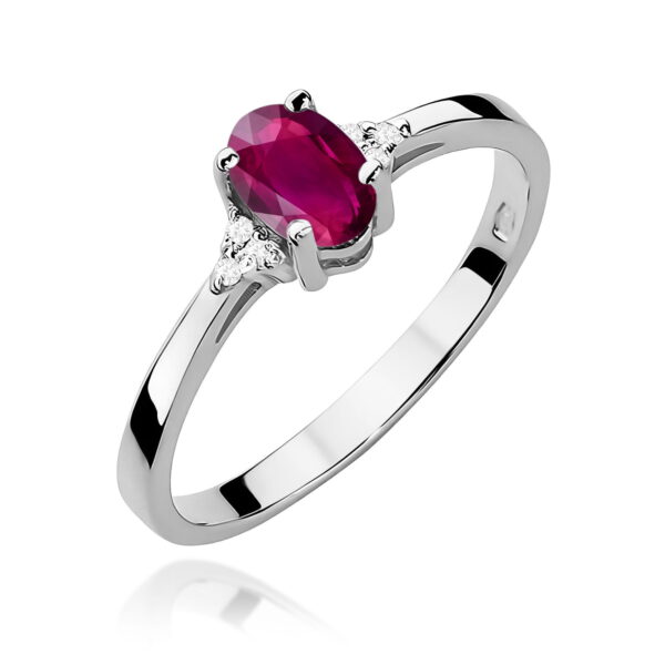 Białe Złoto Pierścionek z Rodolitem 0,50 ct