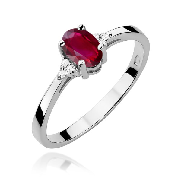 Białe Złoto Pierścionek z Rubinem 0,60 ct