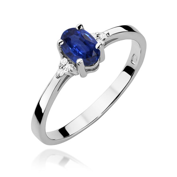 Białe Złoto Pierścionek z Szafirem 0,70 ct