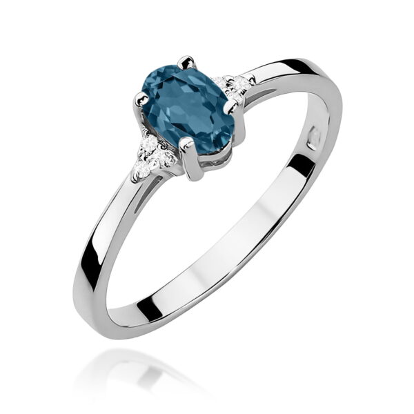 Białe Złoto Pierścionek z Topazem London Blue 0,50 ct