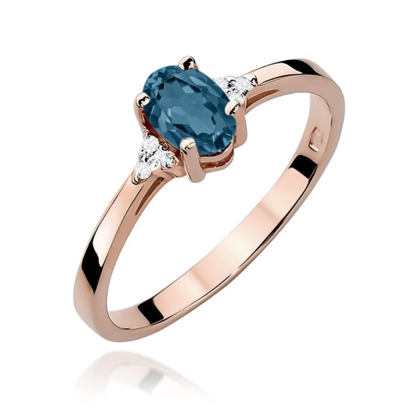 Różowe Złoto Pierścionek z Topazem London Blue 0,50 ct