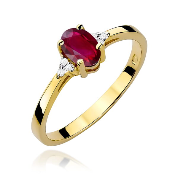 Żółte Złoto Pierścionek z Rubinem 0,60 ct