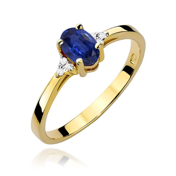 Żółte Złoto Pierścionek z Szafirem 0,70 ct