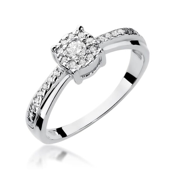 Białe Złoto Pierścionek z Diamentem 0,08 ct