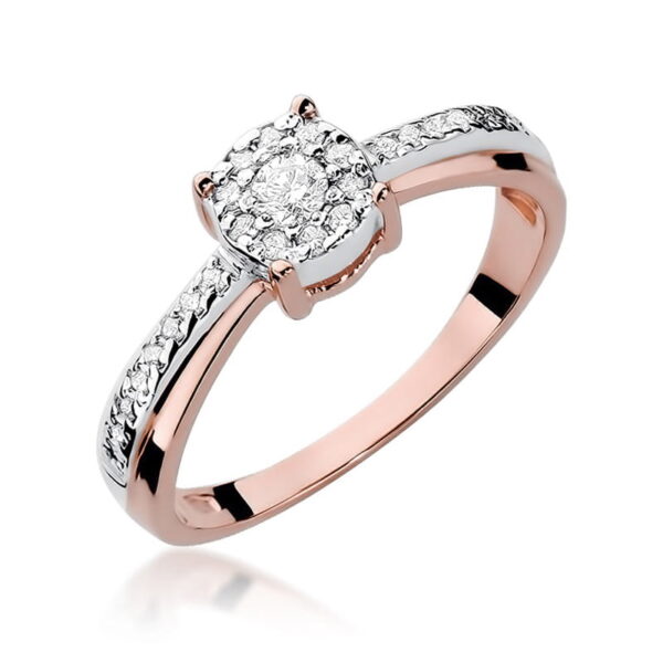 Różowe Złoto Pierścionek z Diamentem 0,08 ct