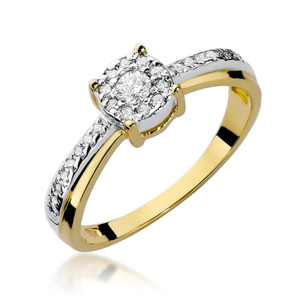 Żółte Złoto Pierścionek z Diamentem 0,08 ct