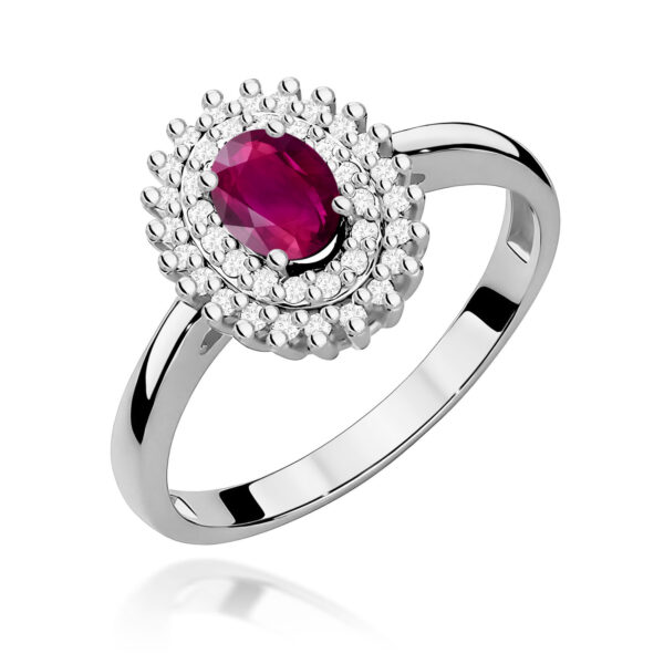Białe Złoto Pierścionek z Rodolitem 0,50 ct