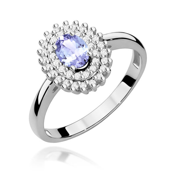 Białe Złoto Pierścionek z Tanzanitem 0,40 ct