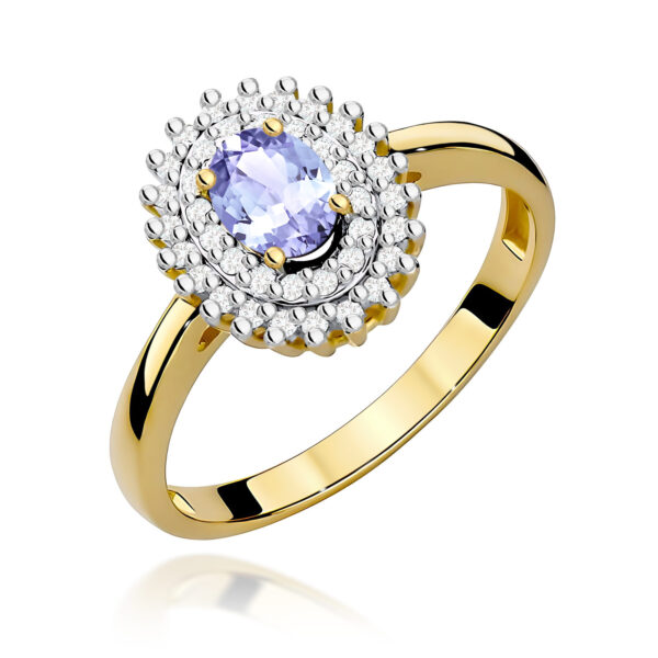 Żółte Złoto Pierścionek z Tanzanitem 0,40 ct