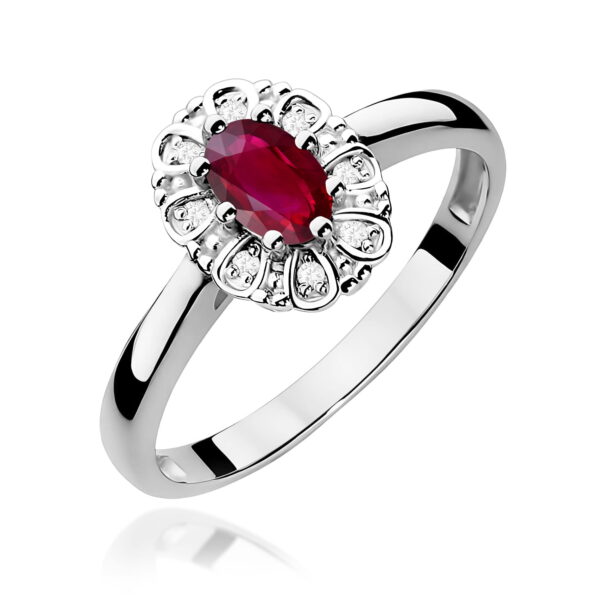 Białe Złoto Pierścionek z Rubinem 0,60 ct