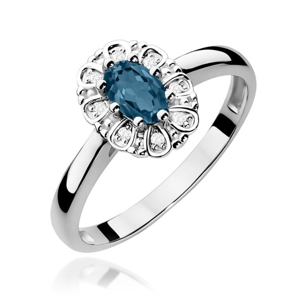 Białe Złoto Pierścionek z Topazem London Blue 0,50 ct