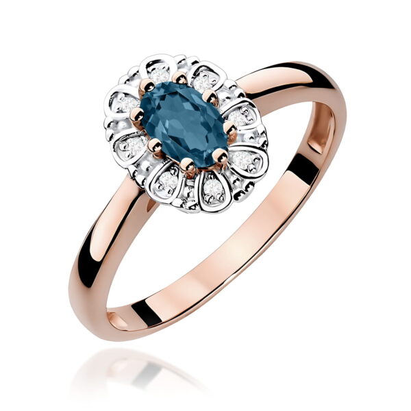Różowe Złoto Pierścionek z Topazem London Blue 0,50 ct