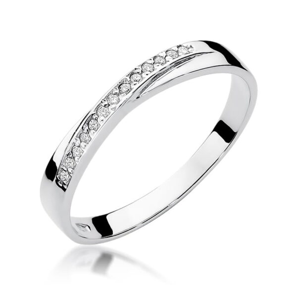 Białe Złoto Pierścionek z Diamentami 0,065 ct