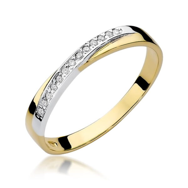 Żółte Złoto Pierścionek z Diamentami 0,065 ct