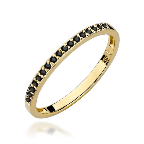 Żółte Złoto Pierścionek z Czarnymi Diamentami 0,085 ct