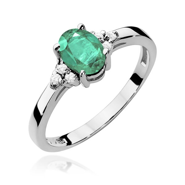 Białe Złoto Pierścionek z Szmaragdem 0,80 ct