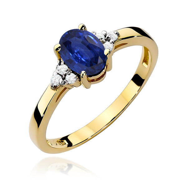 Żółte Złoto Pierścionek z Szafirem 0,90 ct