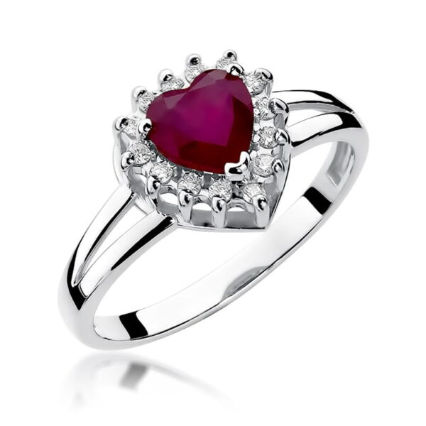 Białe Złoto Pierścionek z Rubinem 1,10 ct
