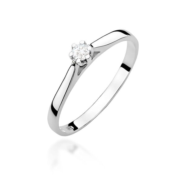 Białe Złoto Pierścionek z Diamentem 0,09 ct