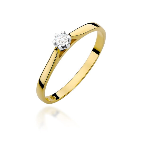 Żółte Złoto Pierścionek z Diamentem 0,10 ct