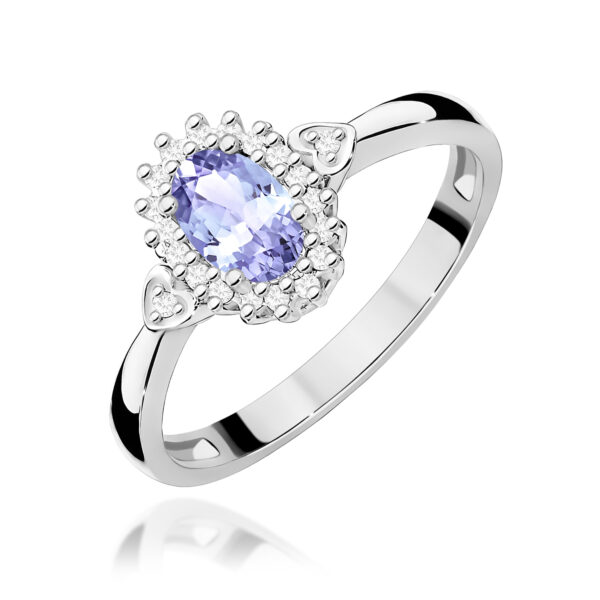 Białe Złoto Pierścionek z Tanzanitem 0,40 ct