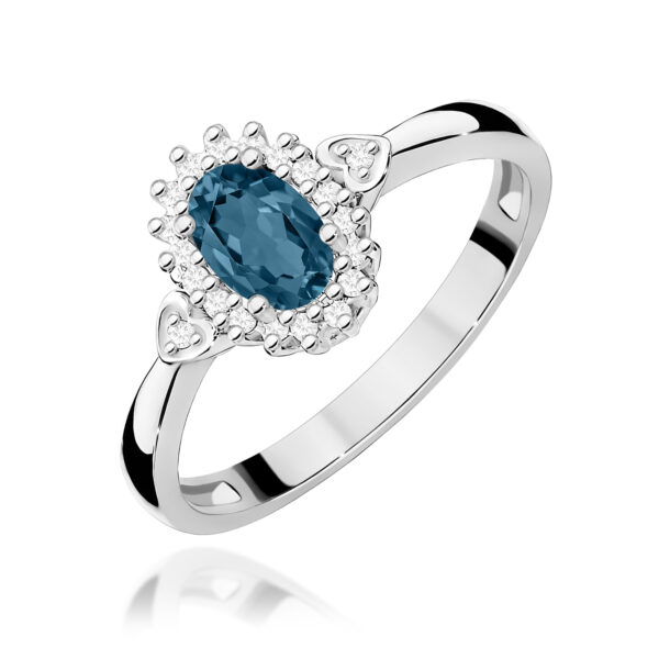 Białe Złoto Pierścionek z Topazem London Blue 0,50 ct