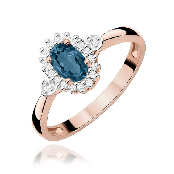 Różowe Złoto Pierścionek z Topazem London Blue 0,50 ct