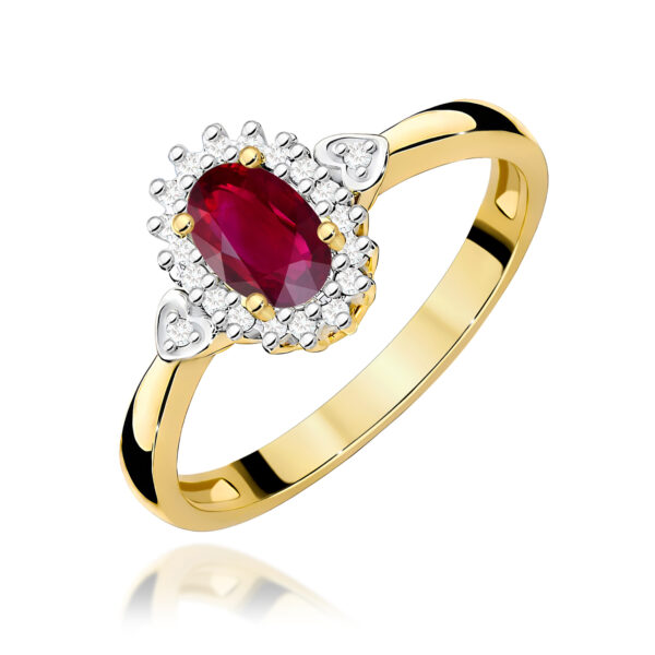 Żółte Złoto Pierścionek z Rubinem 0,60 ct
