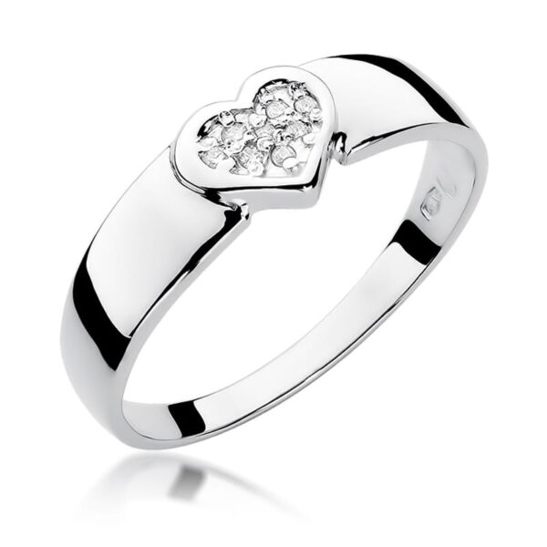 Białe Złoto Pierścionek z Diamentami 0,04 ct