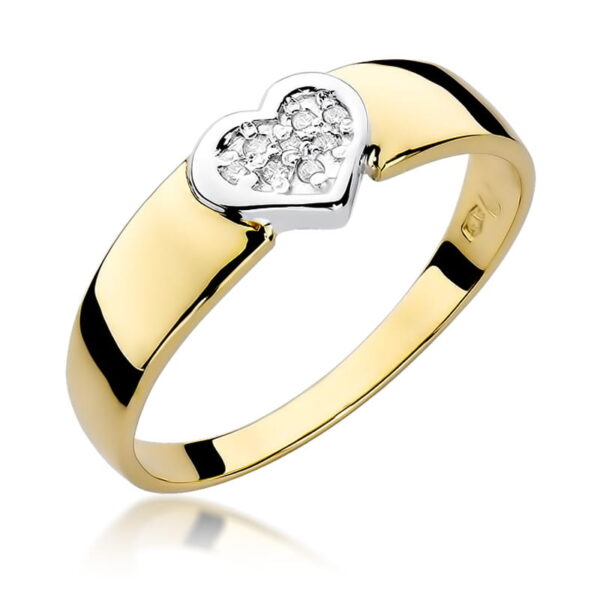 Żółte Złoto Pierścionek z Diamentami 0,04 ct