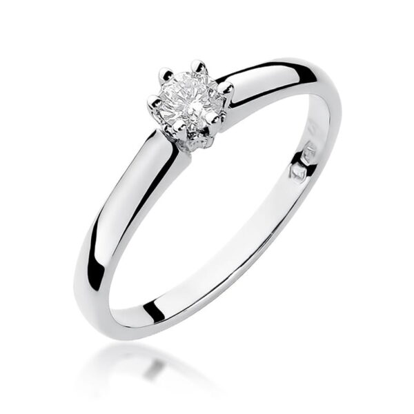 Białe Złoto Pierścionek z Diamentem 0,20 ct