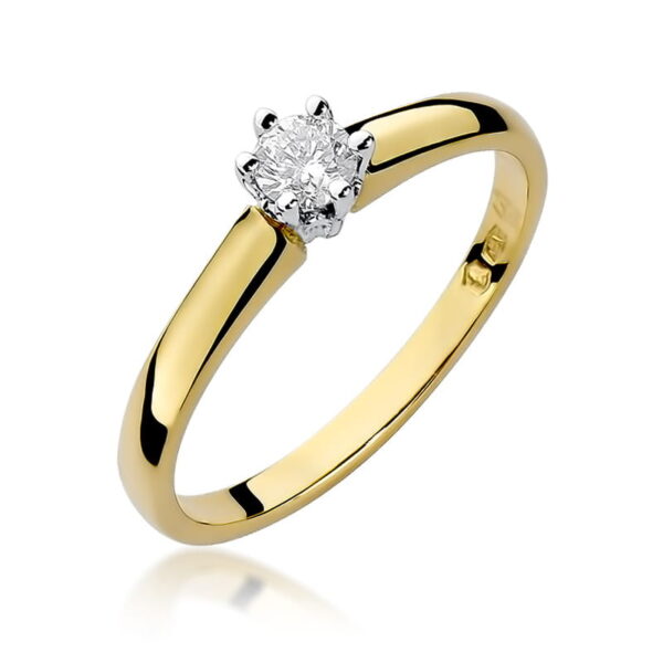 Żółte Złoto Pierścionek z Diamentem 0,20 ct