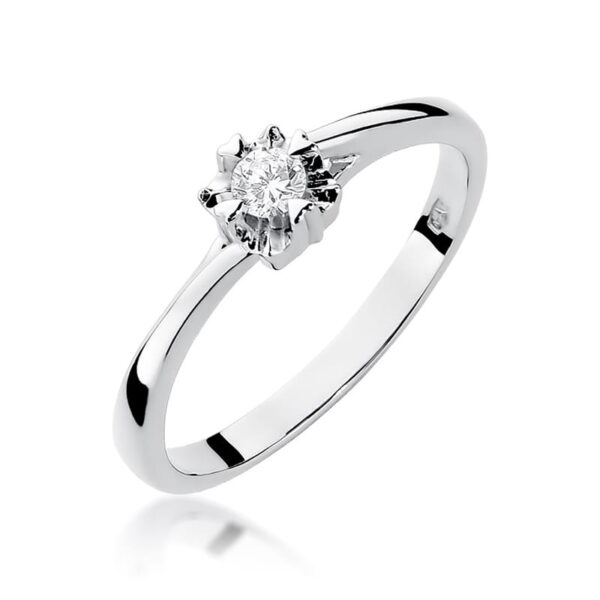 Białe Złoto Pierścionek z Diamentem 0,10 ct