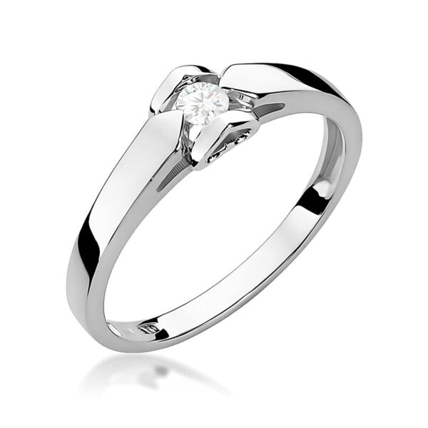 Białe Złoto Pierścionek z Diamentem 0,04 ct