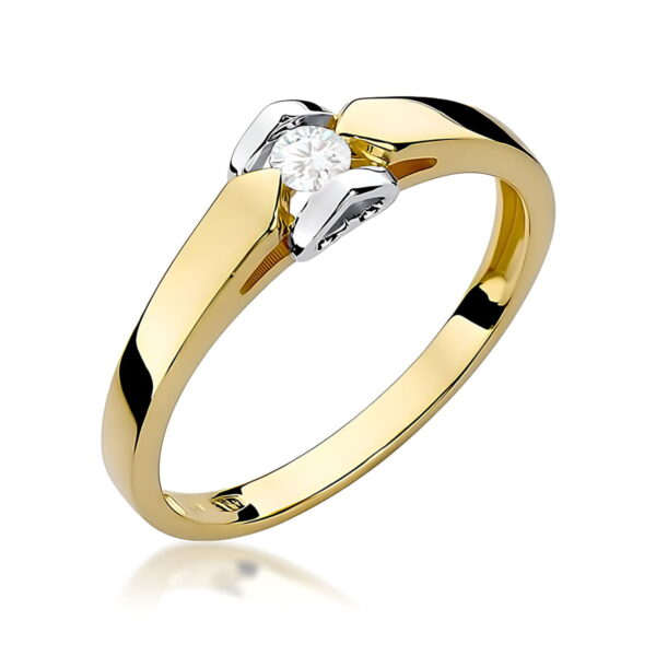 Żółte Złoto Pierścionek z Diamentem 0,04 ct