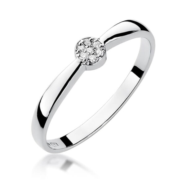 Białe Złoto Pierścionek z Diamentami 0,035 ct
