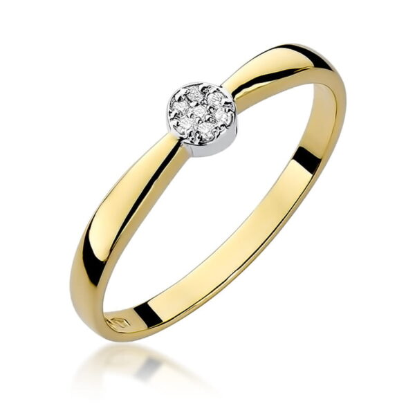 Żółte Złoto Pierścionek z Diamentami 0,035 ct