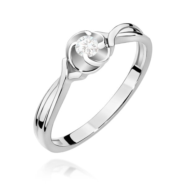 Białe Złoto Pierścionek z Diamentem 0,10 ct