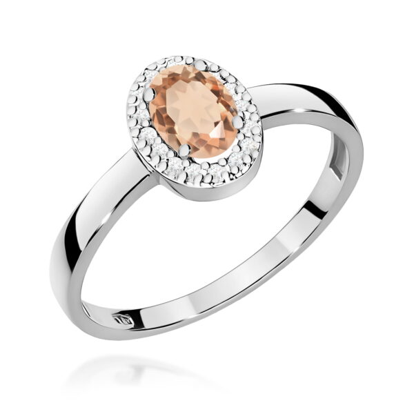Białe Złoto Pierścionek z Morganitem 0,40 ct