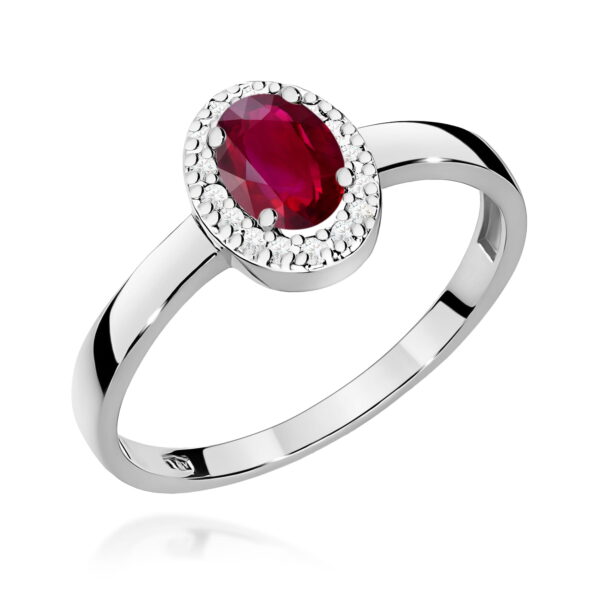 Białe Złoto Pierścionek z Rubinem 0,60 ct