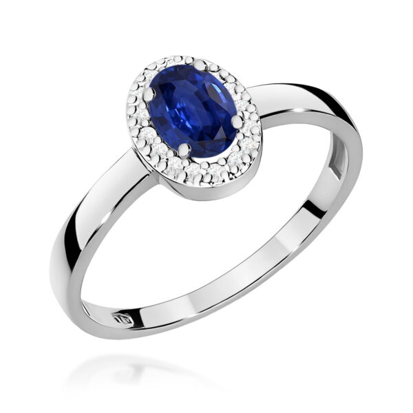 Białe Złoto Pierścionek z Szafirem 0,70 ct