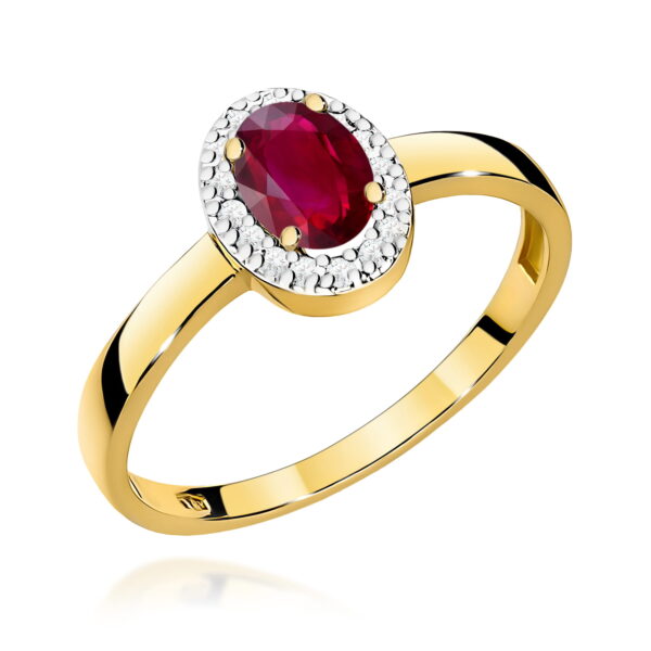 Żółte Złoto Pierścionek z Rubinem 0,60 ct