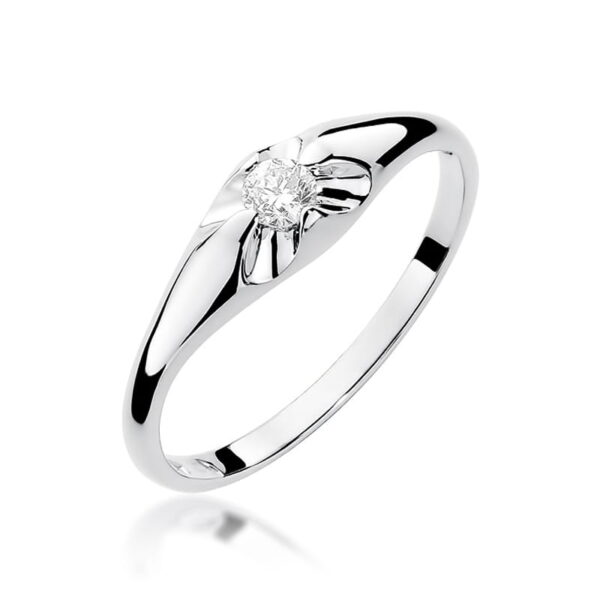 Białe Złoto Pierścionek z Diamentem 0,10 ct
