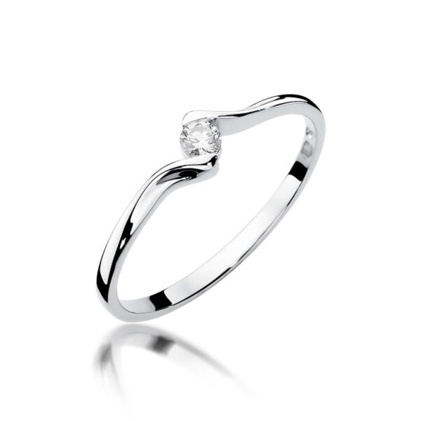 Białe Złoto Pierścionek z Diamentem 0,09 ct