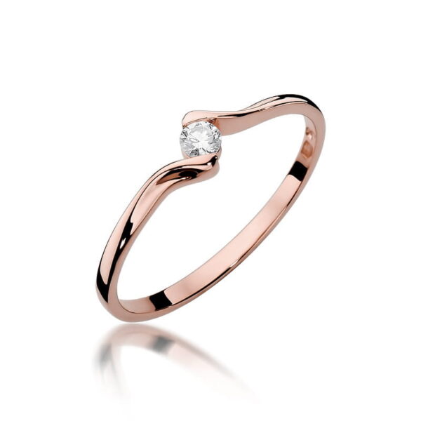 Różowe Złoto Pierścionek z Diamentem 0,09 ct