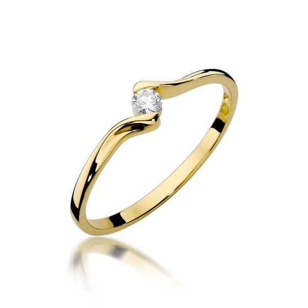 Żółte Złoto Pierścionek z Diamentem 0,09 ct
