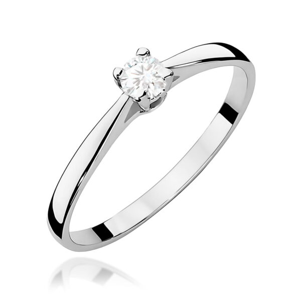 Białe Złoto Pierścionek z Diamentem 0,15 ct